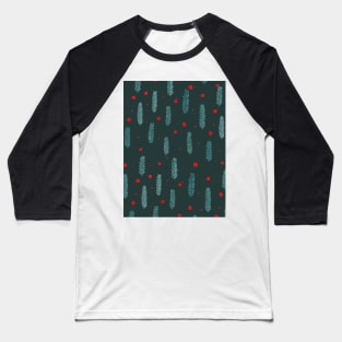 Christmas branches and dots - teal and eucalipt Baseball T-Shirt